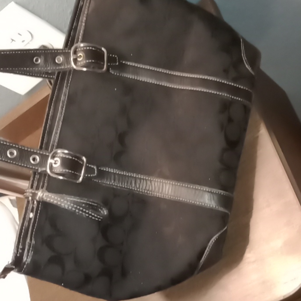 Gently used black Coach purse